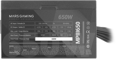 Furnizues rryme Mars Gaming MPIII650, 650W, ATX, i zi