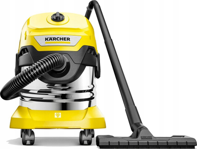 Fshesë me vakum Karcher WD4 S 1628-253.0, bidon inoksi, grishtë për lagur e thatë, e verdhë