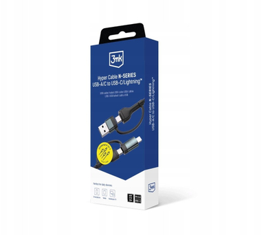 Kabllo USB 3MK Hyper Cable N Series, USB A USB C në USB C Lightning, 1.2m, 60W