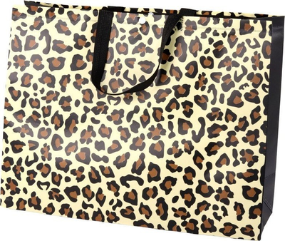 Qese dhuratash Leantoys Leopard, 44.5x35.5x15cm, me lejopard, shumëngjyrëshe