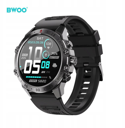 Ora inteligjente Bwoo WA-08, ekran 1.43" AMOLED, Bluetooth 5.2, e zezë