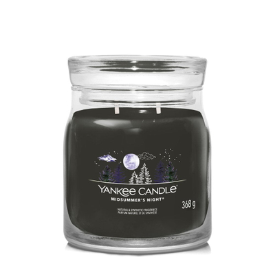 Qiri me aromë Yankee Candle Signature Medium Jar Midsummer’s Night, 368g, erë mbrëmjeje verore, në kavanoz qelqi