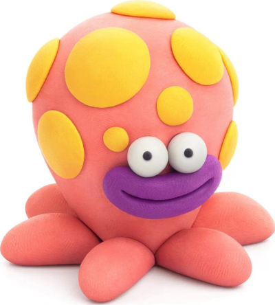 Set plasteline Hey Clay Oktapod Tm Toys, 3 kanaçe, shumëngjyrëshe