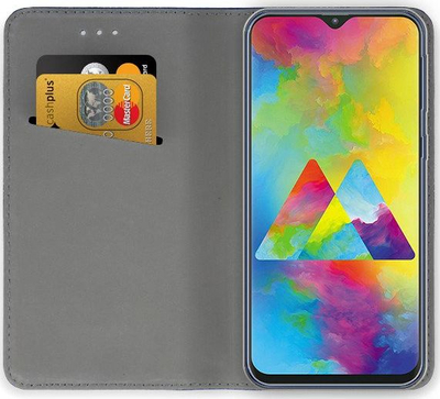 Këllëf libër CASES për Samsung Galaxy M20, me xhep kartash, blu