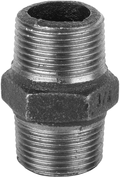 Nipël metalik Invena 4", tip N8, lidhje M/M, i zi
