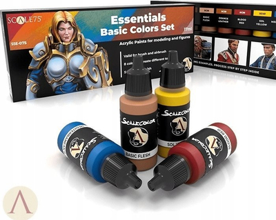 Set bojërash akrilike Scale75 Essentials Basic Colors, 8 copë, 17 ml