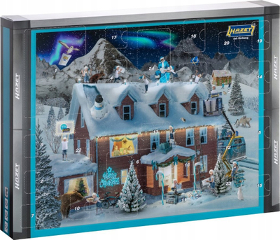 Kalendar adventi Hazet 2023, set veglash 33 copë, me bit tornavide, blu me të zezë