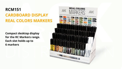 Set ekspozitor kartoni AK Interactive RCM151, 216 RC Markers, Real Colors, shumëngjyrëshe