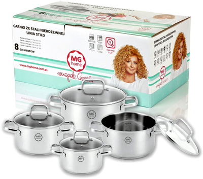 Set tenxheresh MG Home Stilo Inox, 8 copë, për induksion, argjendtë