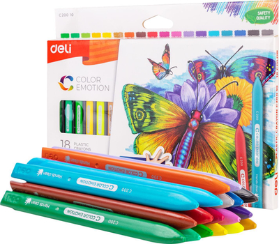 Set ngjyrash Deli Color Emotion, 18 ngjyra, pastel plastik, shumëngjyrëshe