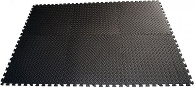 Tapet puzzle sportiv Enero Fit, EVA, 60x60 cm, set 6 copë, 10 mm, i zi me gri