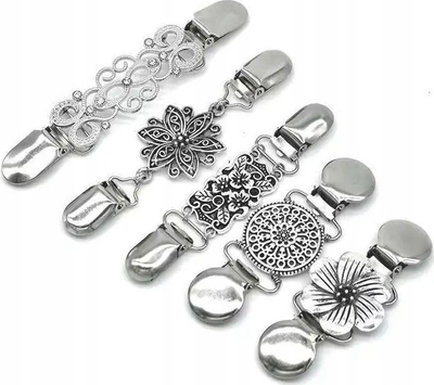 Kapëse zbukuruese për xhaketë senza markë, set 6 copë, metal, argjendi