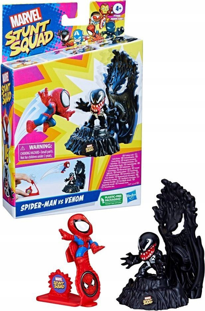 Set lojrash Marvel Stunt Squad Spider Man kundër Venom, me figurina 1.5\", për kalamaj 4+