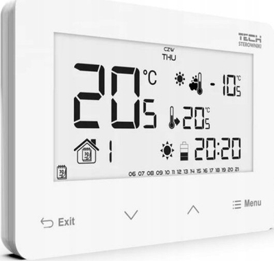Termostat për dhomë Tech ST293V3, me tela, me panel xhami, i bardhë