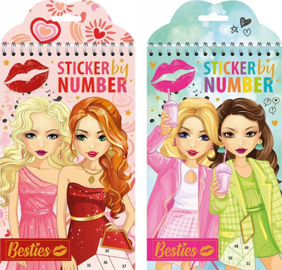 Stickera Besties me numra, set 18 copë, ngjitësa për zbukurim