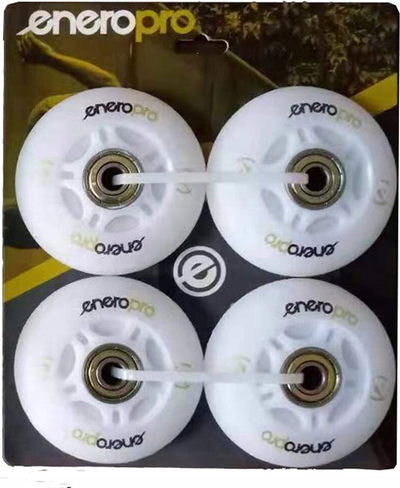 Rrota patinash Enero Pro, 64 mm, me LED, set 4 copë, të bardha
