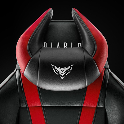 Jastëk koke gaming Diablo Chairs Headrest, Memory Foam, lëkurë eco, i zi me të kuqe