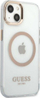 Mbështjellës telefoni Guess MagSafe për iPhone 13, transparent, me detaje ari