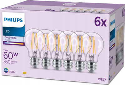 Llampë LED Philips 9290018150, E27 7W 60W, 4000K, qelq i tejdukshëm