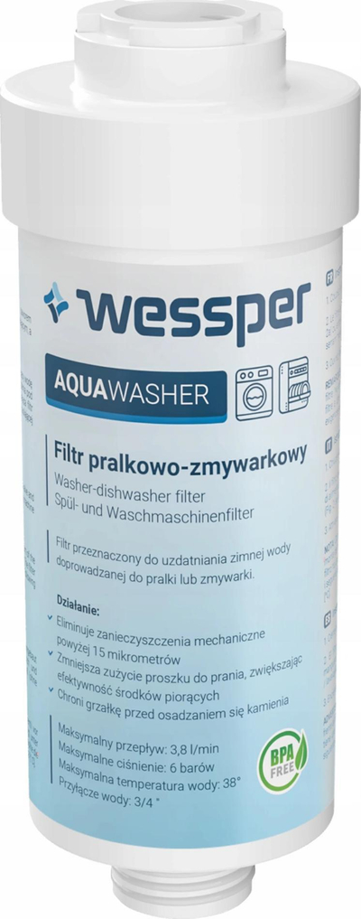 Filtër uji universal Wessper AquaWasher WES079 për lavatriçe dhe pjatalarëse, lidhje 3/4"