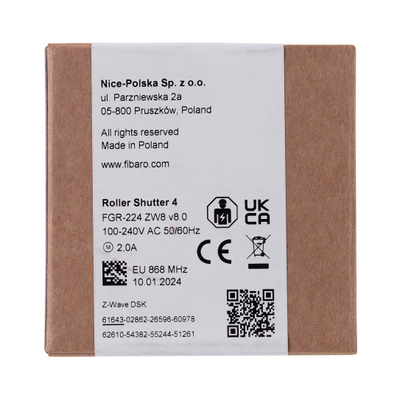 Modul perde inteligjent Fibaro FGR-224, kontroll roleta, i bardhë