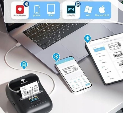 Printer termik etiketa Phomemo M110, Bluetooth, pa bojë, i bardhë