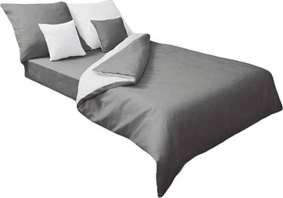 Set shtrati sateni dy anësh Double Face, 140x200 cm, 70x80 cm, bardhë-grafit