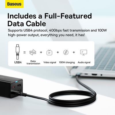 Karikues Baseus GaN5 Pro, 2xUSB-C, USB-A, HDMI, 67W, i zi + kabllo 1.5m