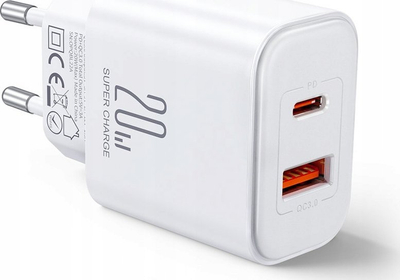 Karikues muri Joyroom JR-TCF05, 20W, USB-C edhe USB-A, i bardhë