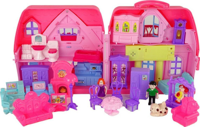 Set shpie lodër Leantoys Villa House, me drita, me figura, rozë