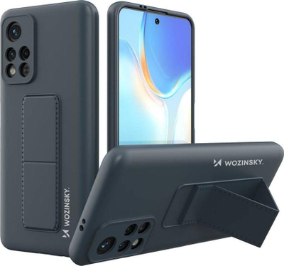 Këllëf silikoni Wozinsky Kickstand Case për Xiaomi Redmi 10, me stendë, blu e errët