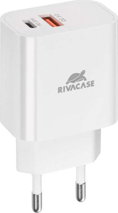 Karikues muri RIVACASE PS4102, 20W PD QC3.0, USB-C dhe USB-A, i bardhë