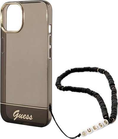 Mbrojtëse telefoni Guess GUHCP14SHGCOHK për iPhone 14, hardcase, me rrip dekorativ, e zezë