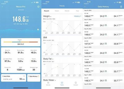 Peshore inteligjente iHealth Nexus Pro, matje trupore 12 tregues, Bluetooth, e zezë