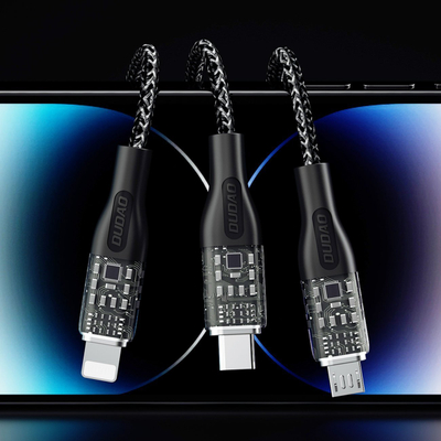 Kabllo karikimi Dudao L22X 3 në 1, 120W, 1m, gri e errët