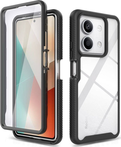Futrollë Tech-Protect Defense360 për Xiaomi Redmi Note 13 5G, mbrojtje 360°, transparente, e zezë