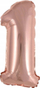 Balonë mini numër 1, folie, 19.5x40cm, rozë gold metalike