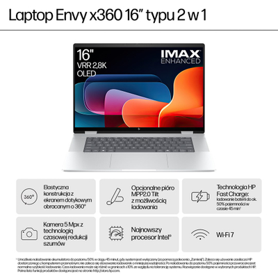 Laptop HP ENVY x360, 16", Intel 155U, 16 GB RAM, 1 TB SSD, i argjendtë