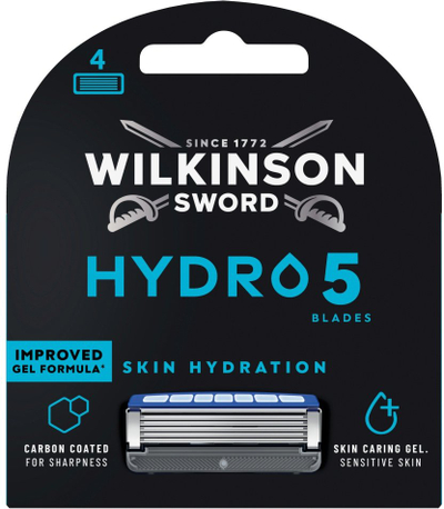 Brisk rroje Wilkinson Sword Hydro 5, 5 tehe, 4 kokëzime zëvendësuese, i kaltër