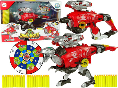 Lodër dinosauri armë me shigjeta Leantoys Dinobots Blaster, që shndërrohet 2 në 1, me shigjeta shkumë, e kuqe