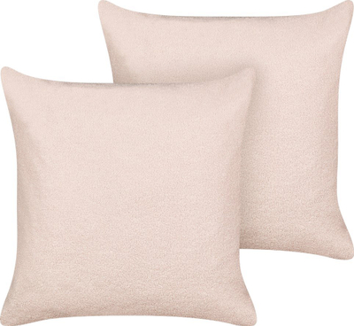 Set jastëkësh dekorativë Beliani LEUZEA, 60x60cm, boucle, rozë pastel