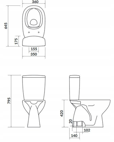 Set WC Cersanit Arteco 685 Compact CleanOn, dalje vertikale, ulëse me mbyllje të butë, i bardhë