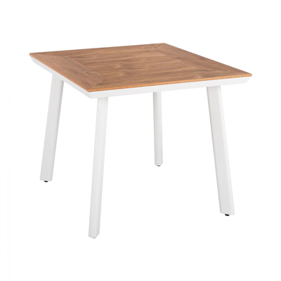Tavolinë alumini me polywood 80×80×72 cm (HM5563.01), bardhë
