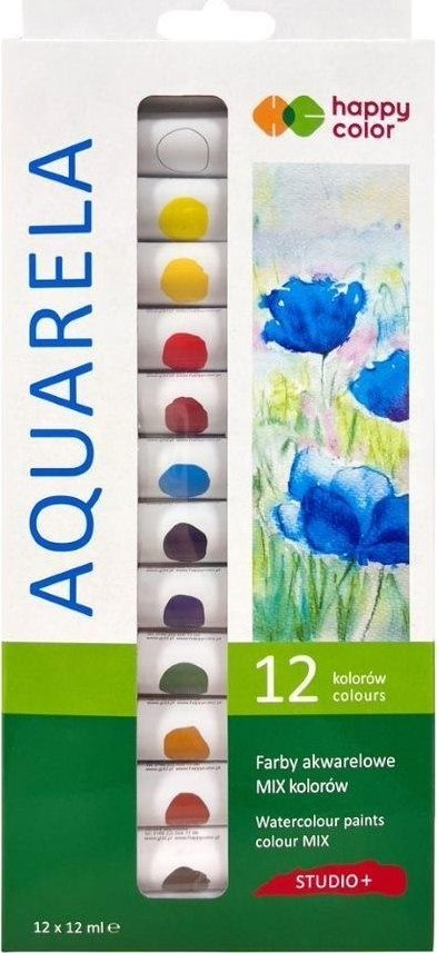 Ngjyra akuareli Happy Color Studio, set 12 ngjyra, 12 ml
