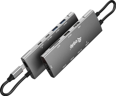 Адаптер USB-C Equip 133490, 9 во 1, HDMI 4K 60Hz, гигабит LAN, сива