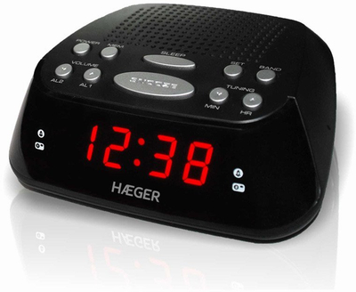 Radio-orë HAEGER Snoozer, AM/FM, me snooze dhe sleep, ngjyrë e zezë