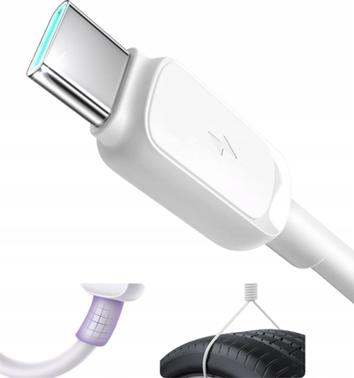 Kabllo USB Joyroom Multi Color Series A14, USB A në USB C, 3A, 1.2 m, e bardhë