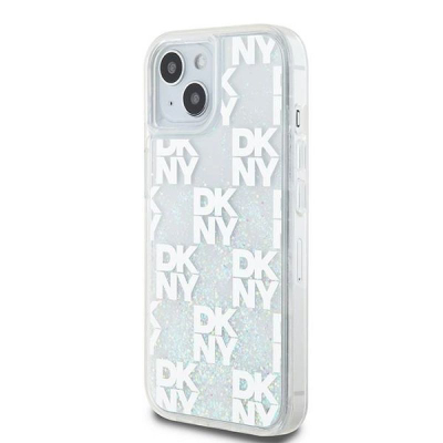 Kapak telefoni DKNY Liquid Glitter, për iPhone 15, transparent
