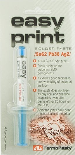 Pasta saldimi Solder EasyPrint SMD Sn62 PB36, 1.4ml, ngjyrë gri