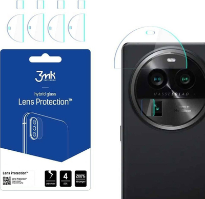 Mbrojtës kamerë 3MK Lens Protect për Oppo Find X6 Pro, xham hibrid, set 4 copë, transparent